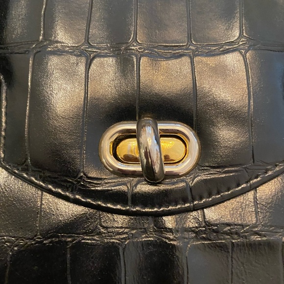 Vintage 1950s Lennox “Croc” Black Leather Handbag - Picture 7 of 11